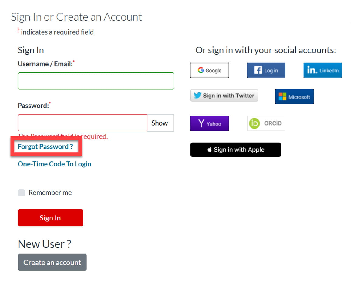 Scorecard login page
